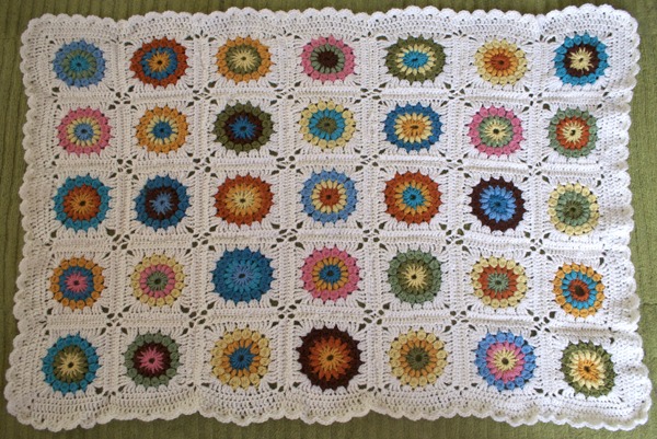 It's a Girl, Sunburst Granny Square Blankie - Deuce Cities Henhouse